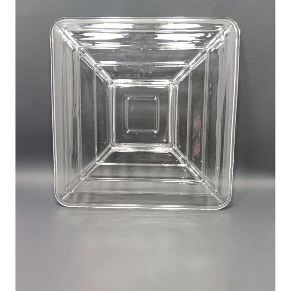Vintage Clear Glass Square Serving Dish – Mid-Century Modern Geometric Bowl - Picture 1 of 5
